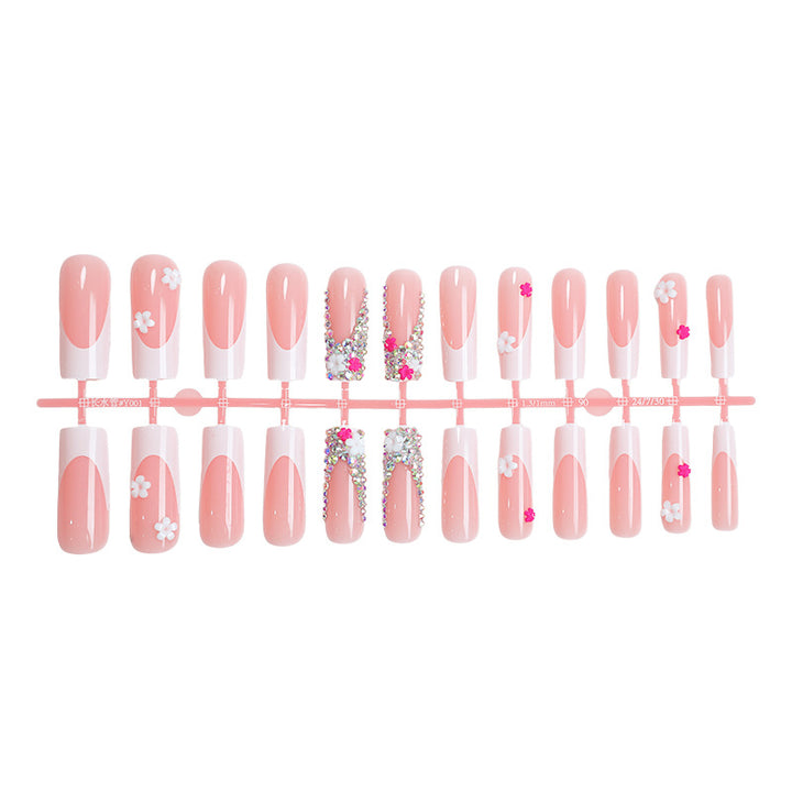 Decorative Press-On Nail Art Set with Floral and Gem Accents Stornfield 1788496044