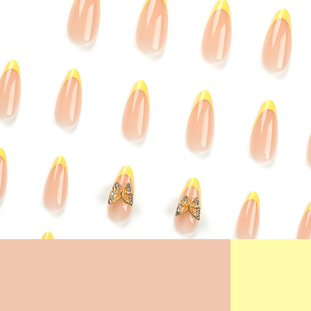 Artful stiletto nails with glamorous butterfly design Stornfield