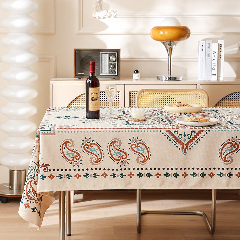 Water-repellent rectangular tablecloth with paisley pattern and coated cotton look Stornfield