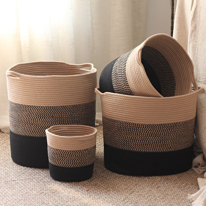 Stylish storage bucket made of woven natural material Stornfield