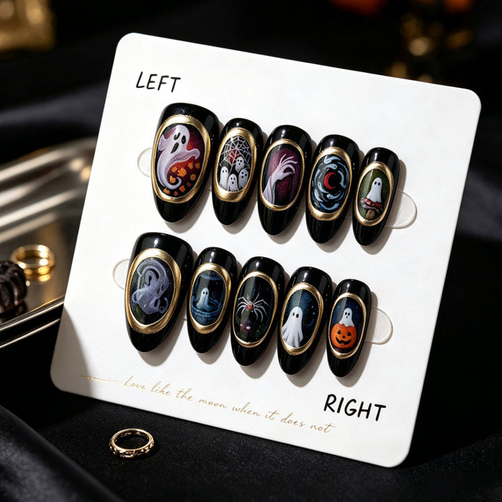 Artistic Halloween-Themed Press-On Nail Set 1790738841