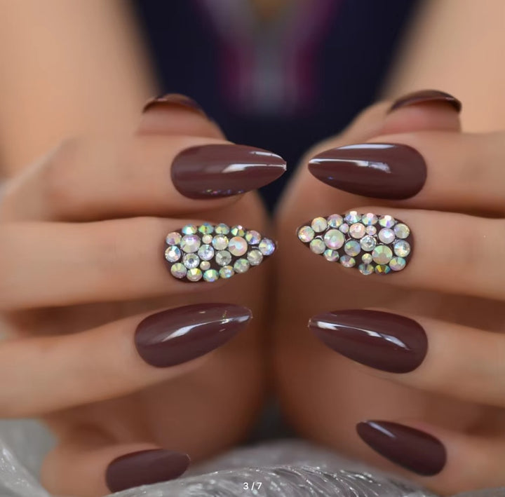 Decorative Rhinestone-Accent Press-On Nails Stornfield