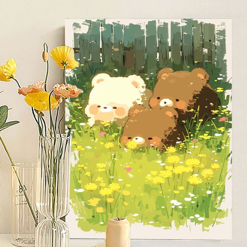 Cute Bear-Themed Art Canvas Print Stornfield