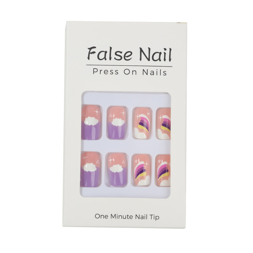 Creative Nail Art Set with colorful rainbow and cloud designs Stornfield