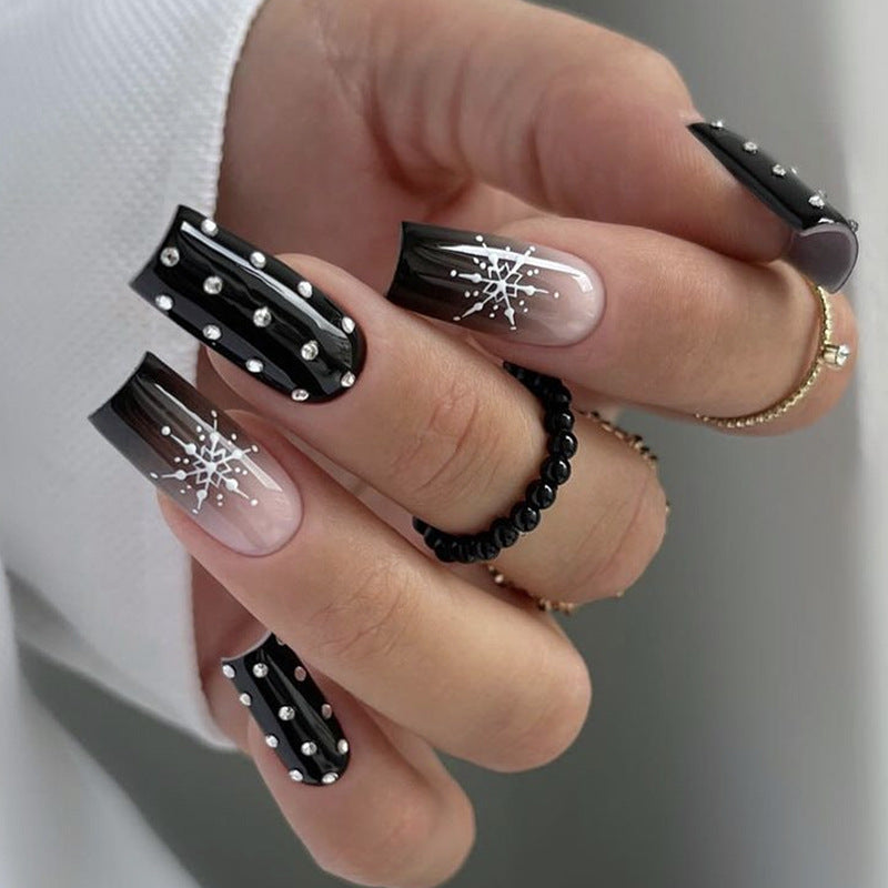 Decorative Press-On Nail Set with Gem Accents Stornfield