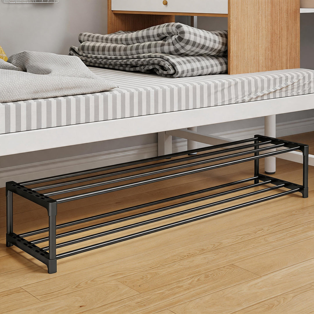 Tall Multi-Tier Metal Shoe Storage Rack with Adjustable Slatted Shelves