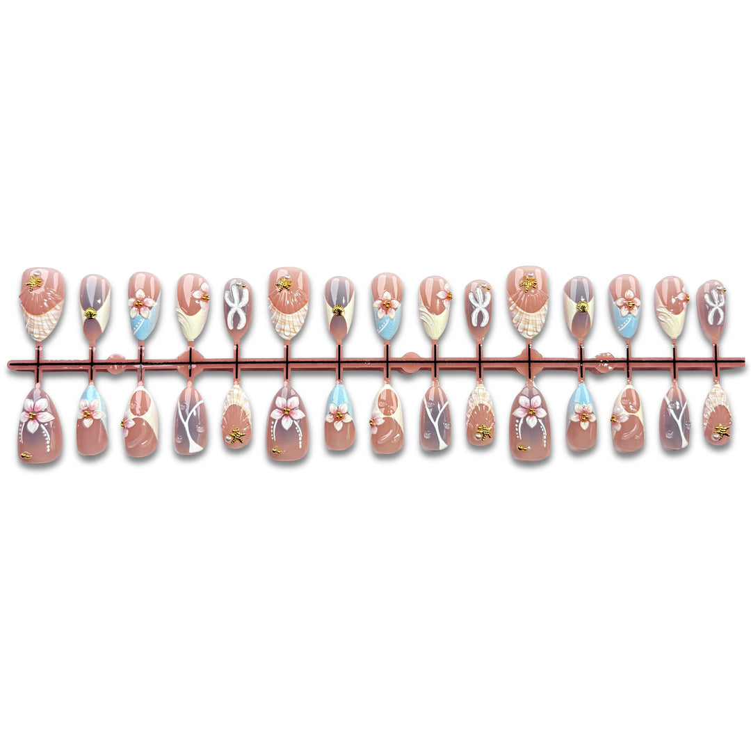 Artistic Floral Embellished Press-On Nail Set