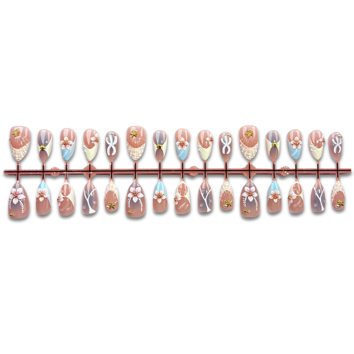 Artistic Floral Embellished Press-On Nail Set