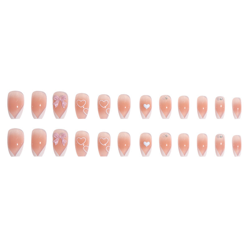 Decorative Press-On Nails with Heart and Bow Accents Stornfield