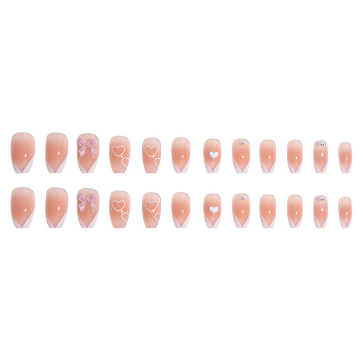 Decorative Press-On Nails with Heart and Bow Accents Stornfield