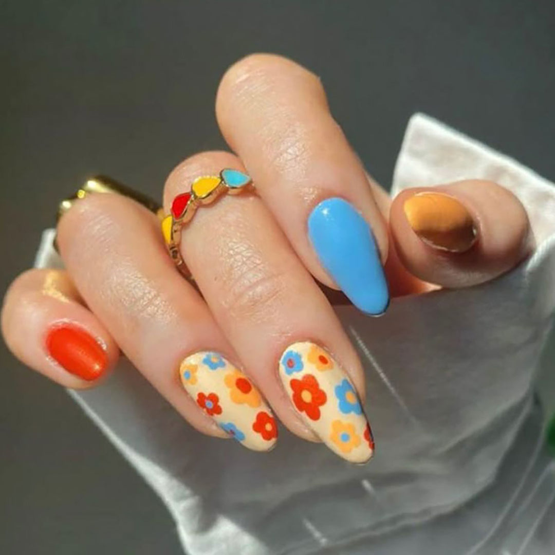 Colorful Floral Nail Art