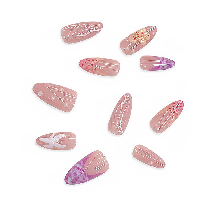 Artistic Floral Press-On Nail Design Stornfield