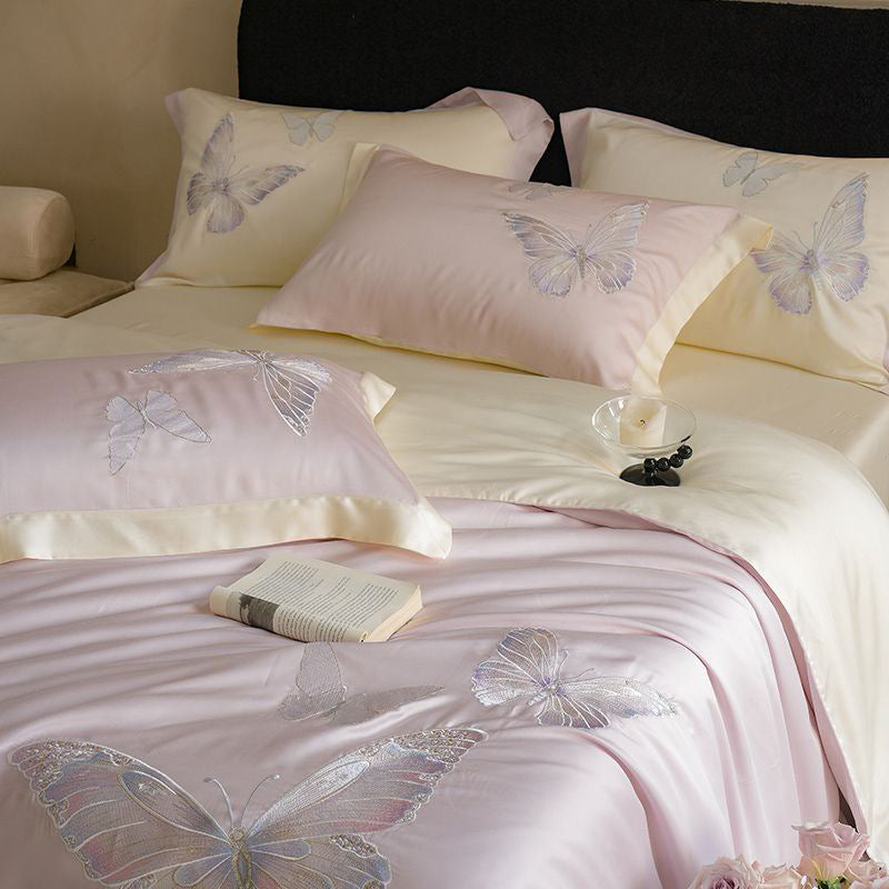 Embroidered Satin Duvet Cover Set