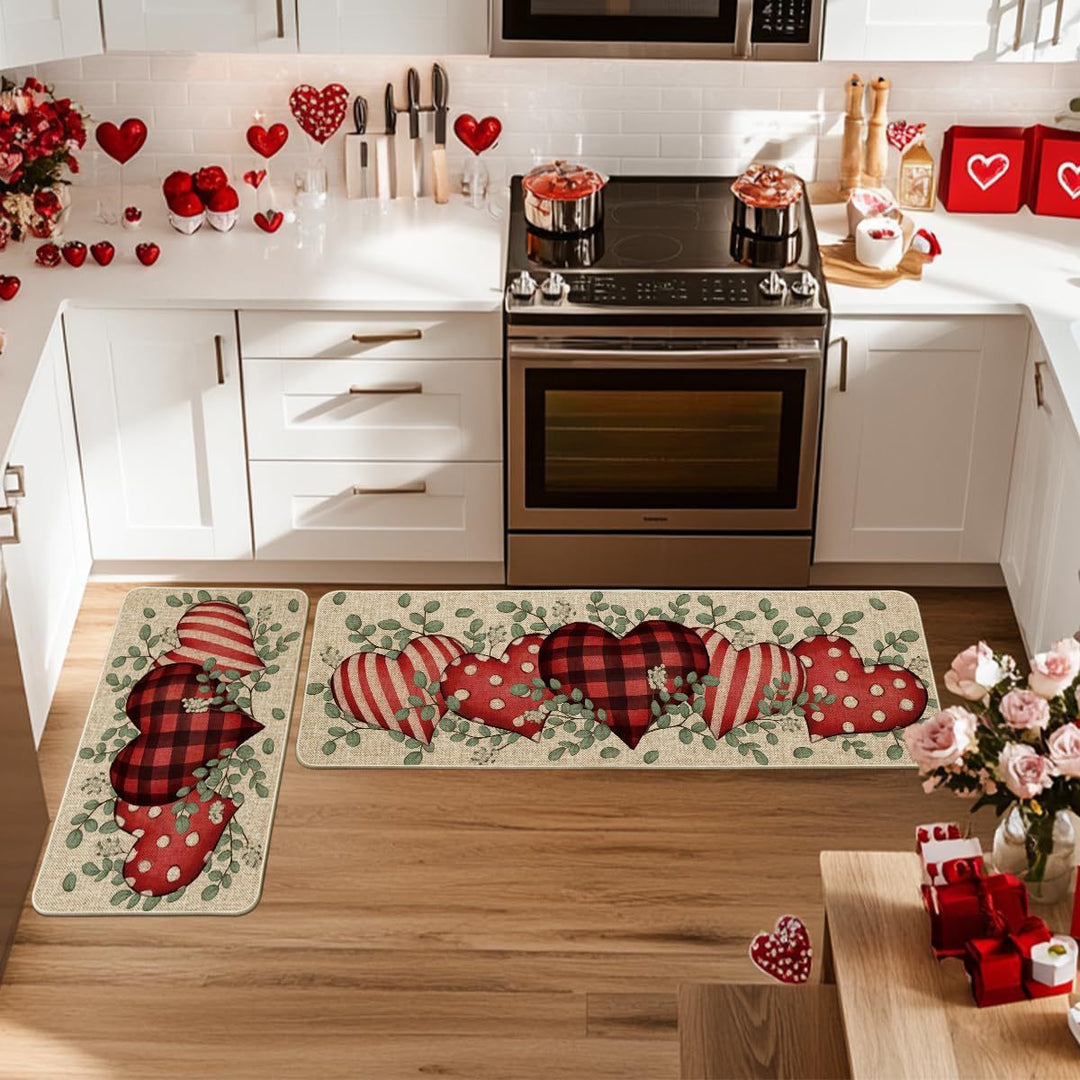 Heart-Themed Kitchen Runner Mat Stornfield