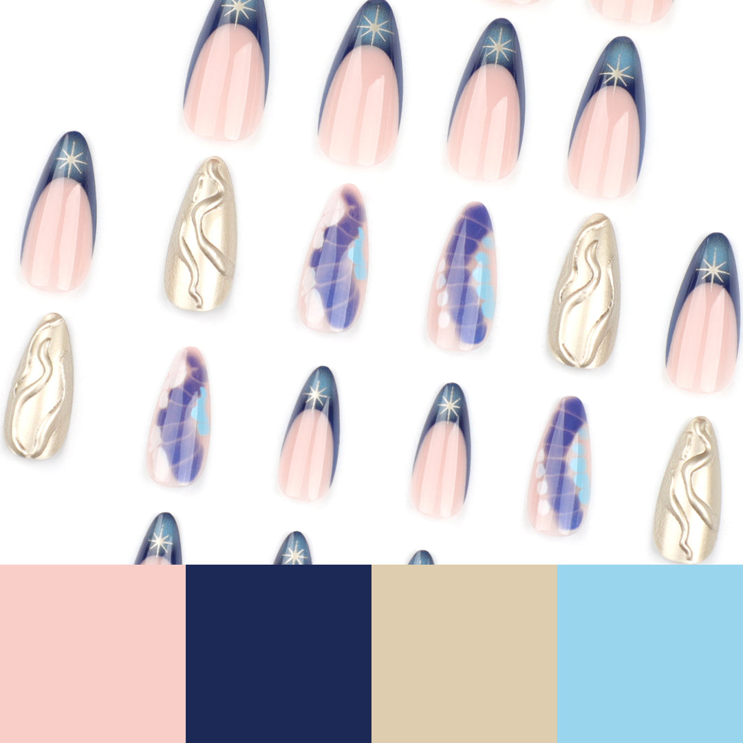 Artful stiletto nails with glitter and extraordinary design Stornfield