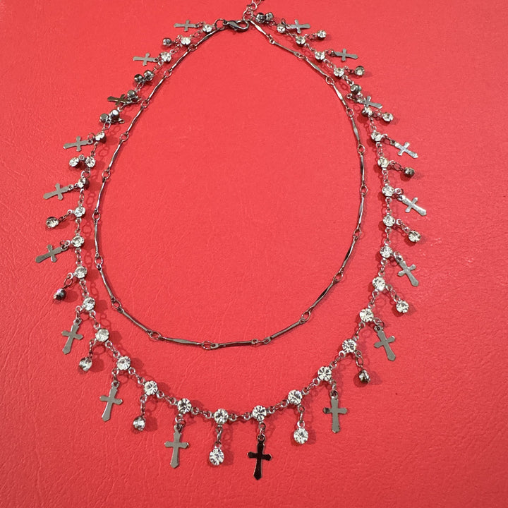 Double Layered Cross Pendant Necklace Stornfield