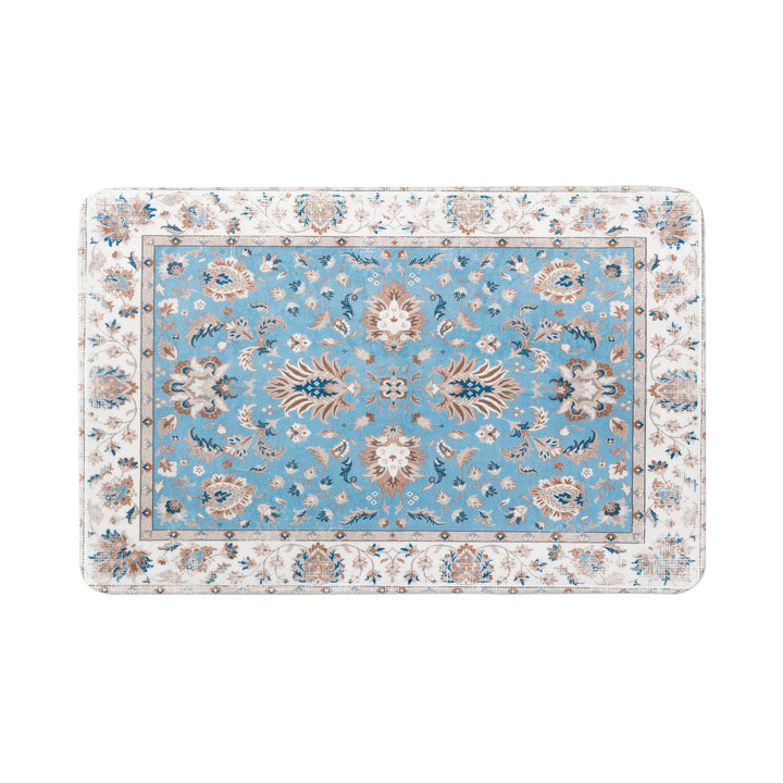 Traditional Persian medallion carpet with flat weave structure