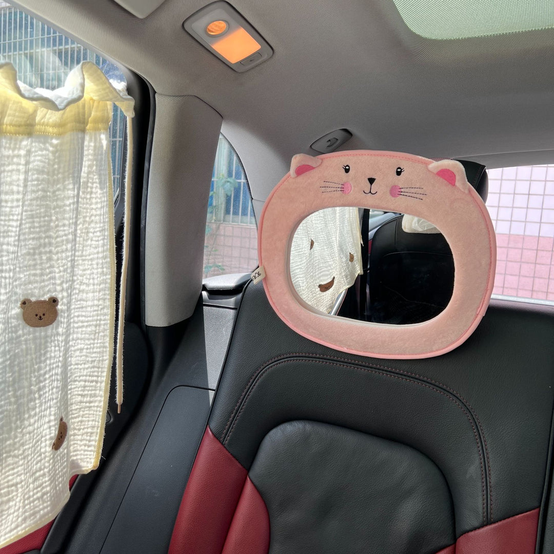 Rear-Facing Infant Car Mirror with Plush Owl Cover and Adjustable Strap