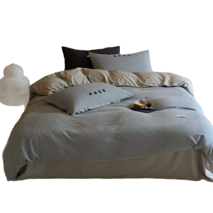 Lightweight Brushed Cotton Jersey Duvet Cover Set with Oversized Pillow Shams