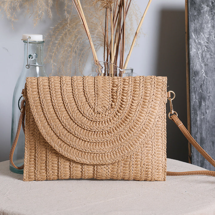 Handbag Made of High-Quality Woven Straw with Elegant Flap Closure Stornfield