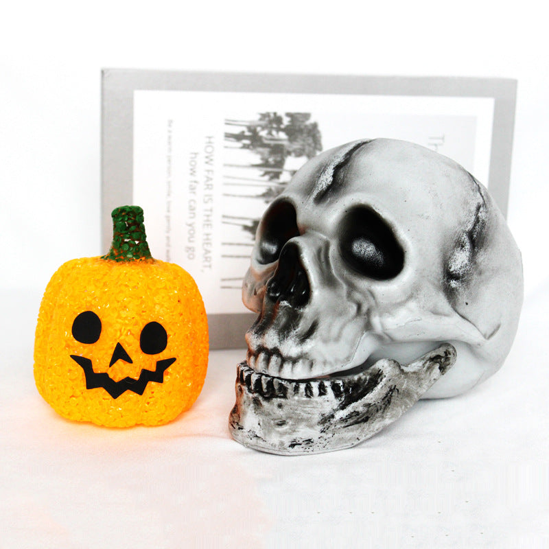 Decorative Halloween Skull and Pumpkin Set Stornfield