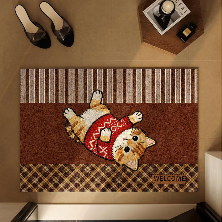 Cute Cat-Themed Welcome Mat