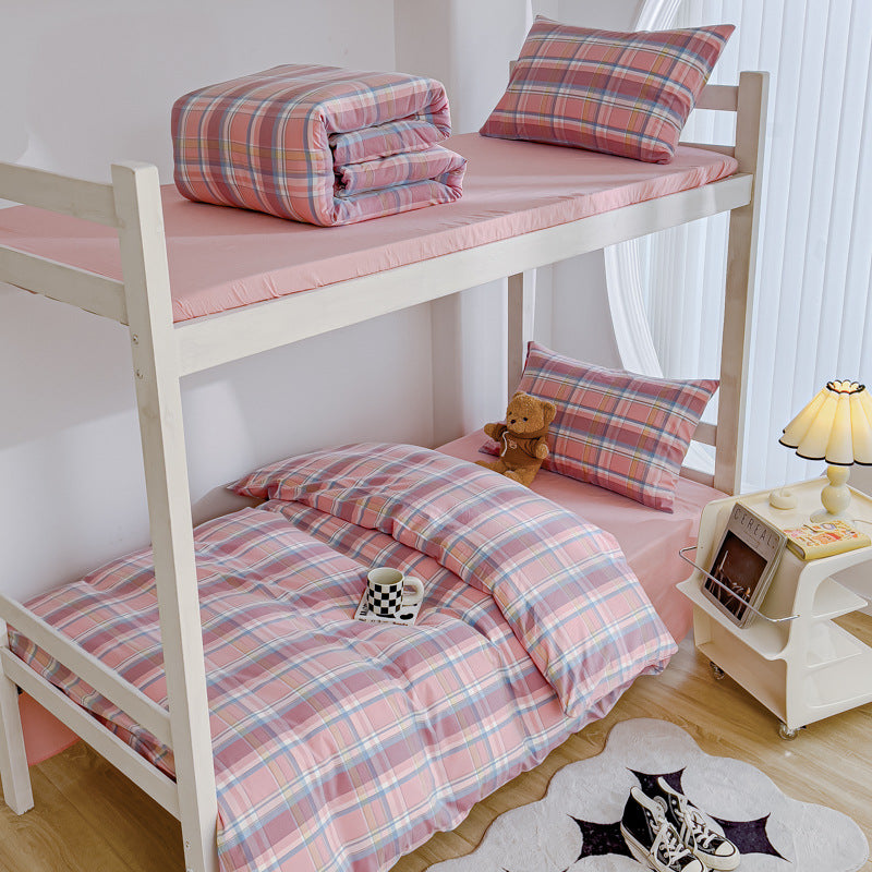 Lightweight Cotton Bunk-Bed Bedding Set with Duvet Cover Pillowcase and Fitted Sheet