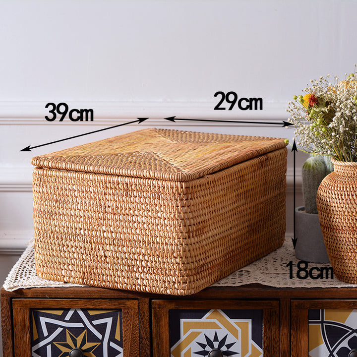 Women rectangular rattan storage basket Stornfield