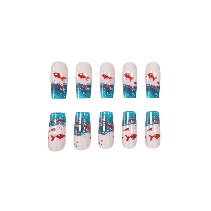 Artistic Aqua-Inspired Acrylic Nail Art Extensions Stornfield