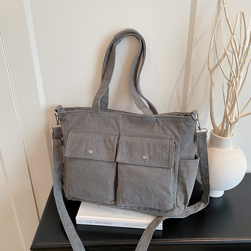 WoSpacious Corduroy Utility Tote Bag Stornfield
