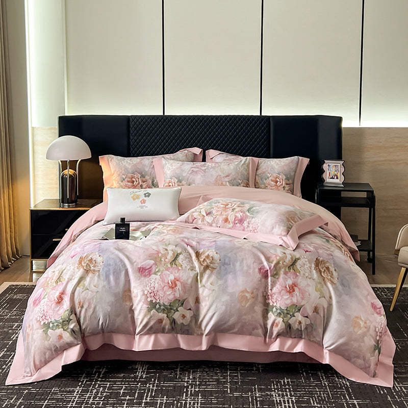 Luxury Floral Cotton Sateen Duvet Cover Set