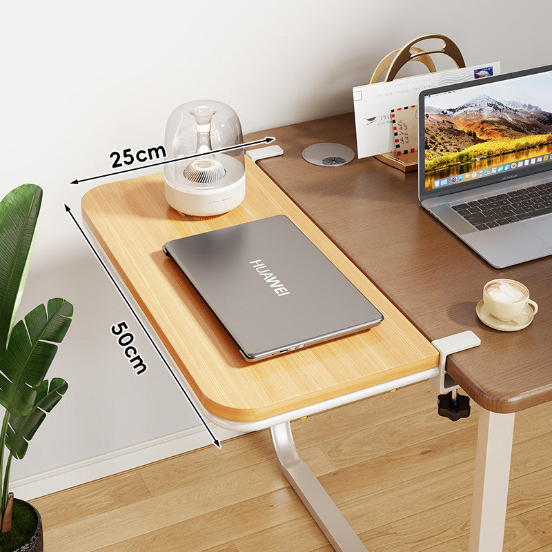Clamp-On Bamboo Desk Extension Shelf with Adjustable Metal Clamp and Rounded Edge
