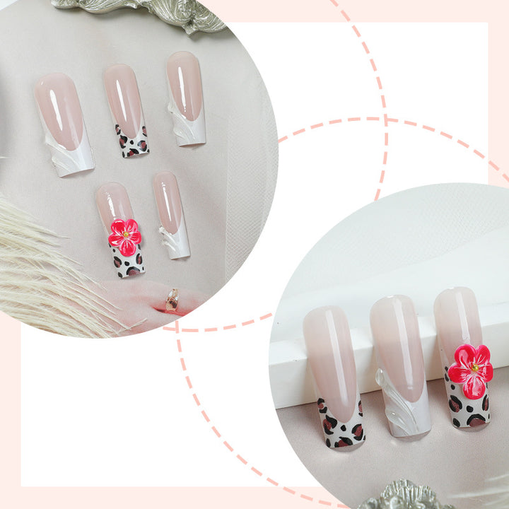 Artistic Press-On Nail Set with Floral and Abstract Designs Stornfield