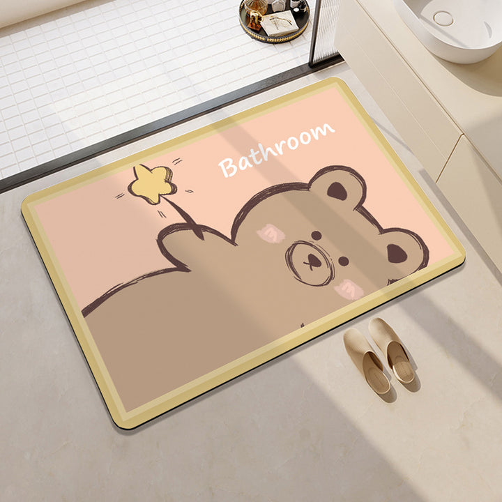 Cute Cartoon Bear-Themed Bath Mat Stornfield