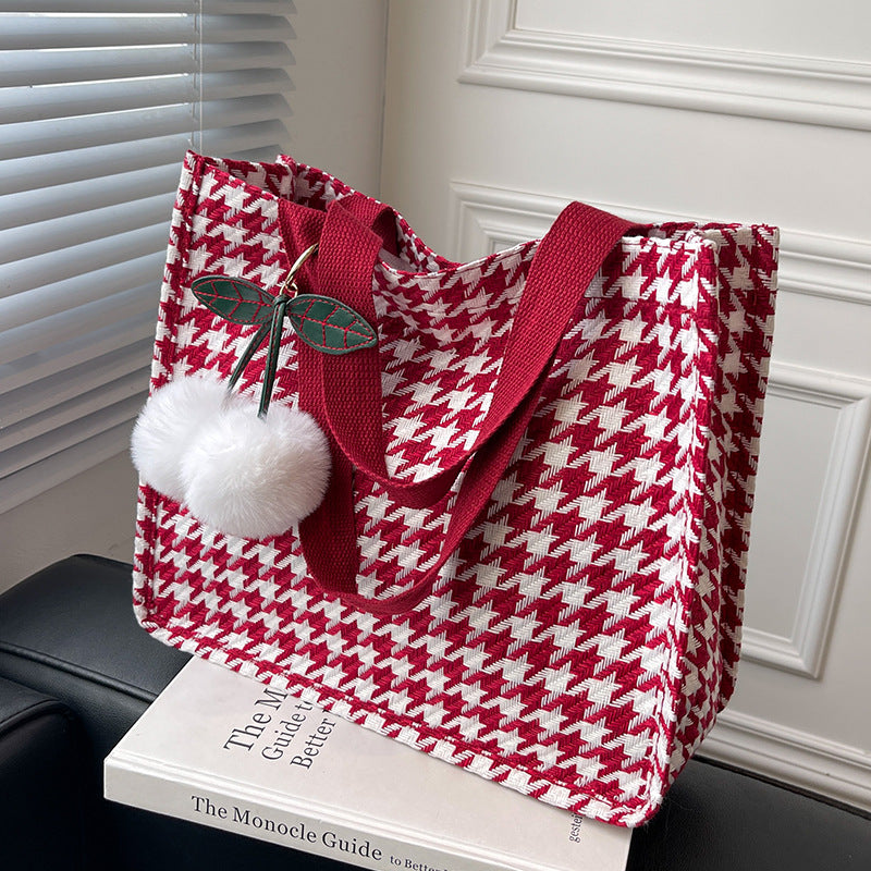Charming Houndstooth Patterned Tote Bag