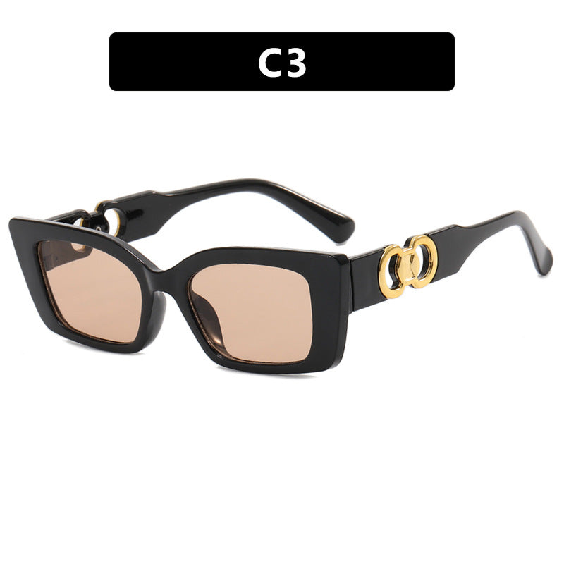 Women's fashionable square sunglasses with golden embellishments Stornfield