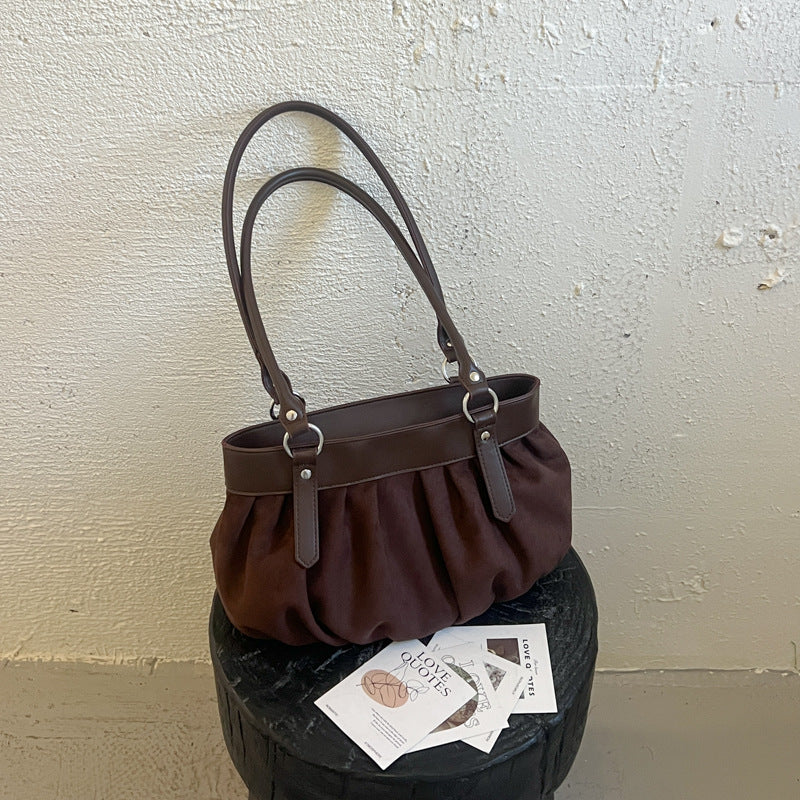 Gathered Suede Handbag
