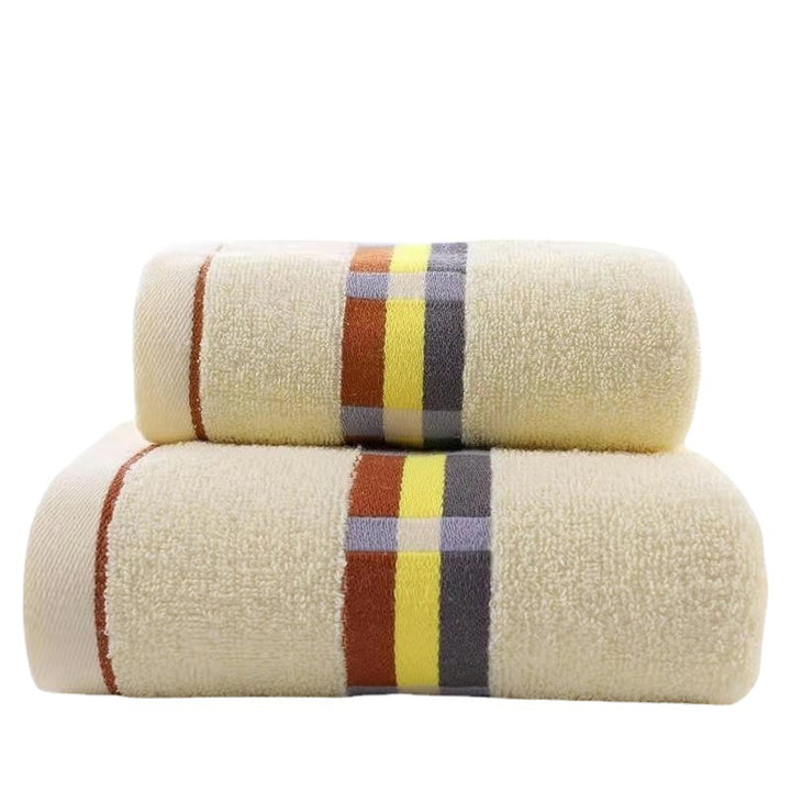 Women’s terry bath towel with elegant striped border Stornfield