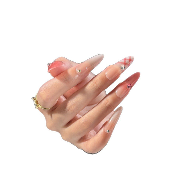 Artistic Almond-Shaped Press-On Nail Set with Decorative Rhinestone Details Stornfield