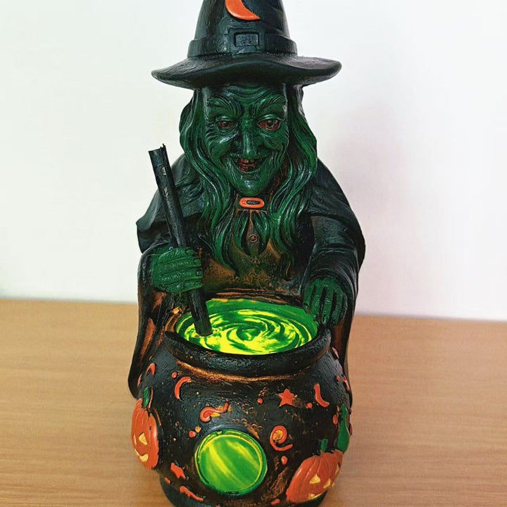 Decorative witch figure with cauldron Stornfield
