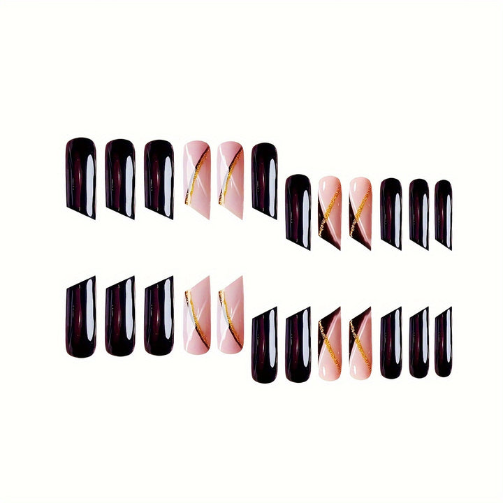 Premium Glossy Coffin Press-On Nails Stornfield