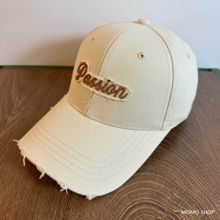Women's Distressed Cotton Baseball Cap with Embroidered Quote Stornfield