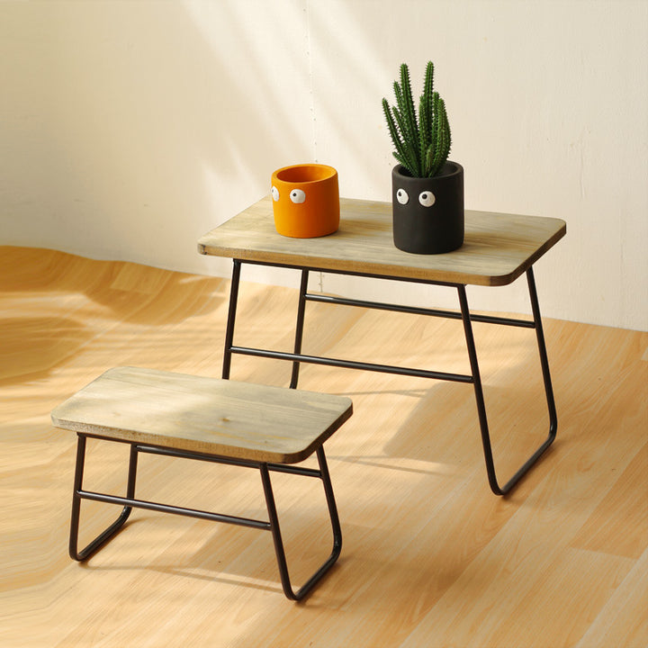 Modern wooden stool with metal frame Stornfield