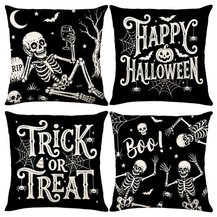 Halloween Ghost Cotton-Linen Square Throw Pillow Covers Set with Hidden Zipper