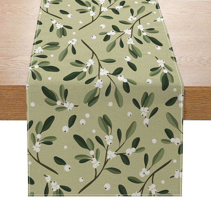 Botanical Watercolor Cotton-Linen Table Runner with Durable Hem