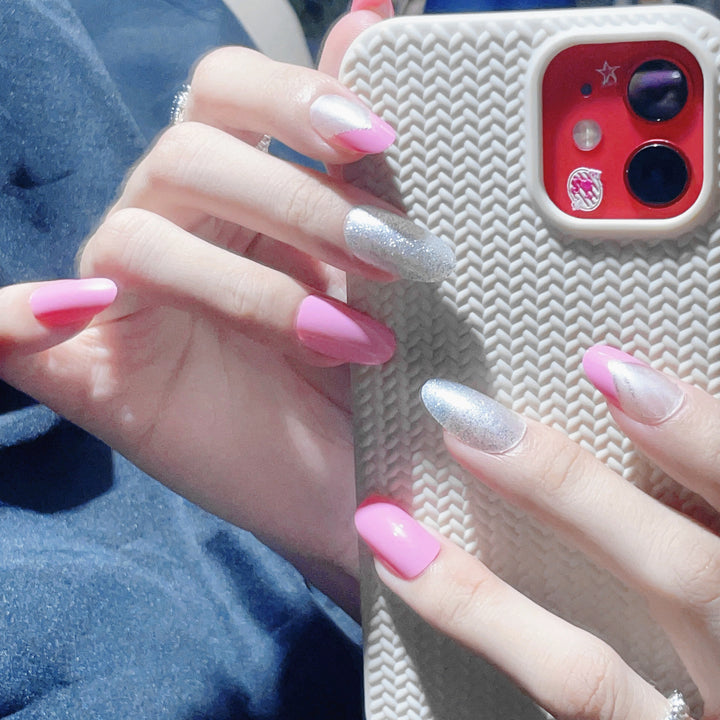 Press-On Nail Art Set with Glitter and Gradient Finish