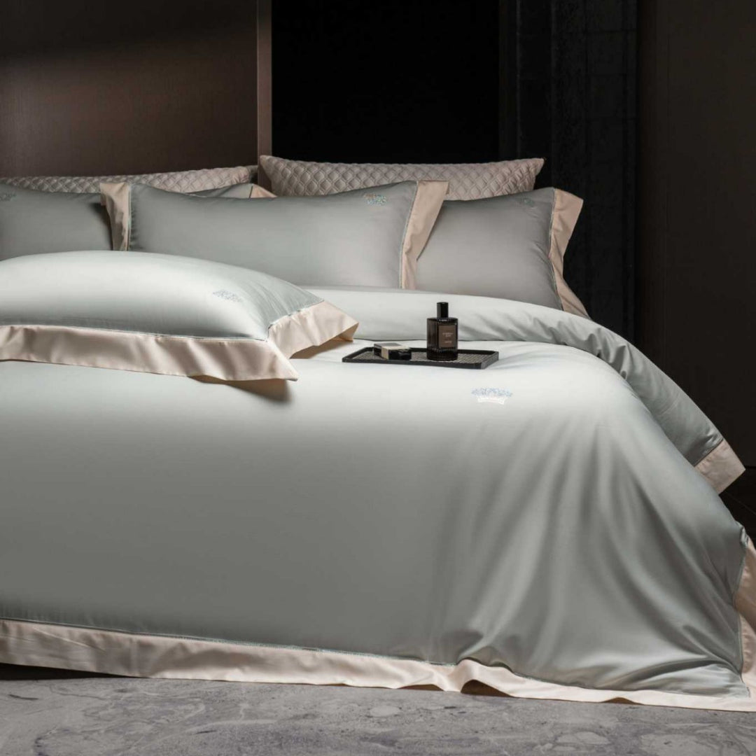 Luxury Hotel-Grade Sateen Duvet Cover Set with Oxford Flange