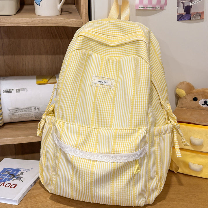 Striped Casual Backpack with Decorative Lace Stornfield