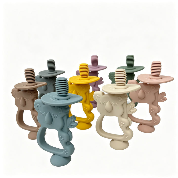 Silicone Koala Teething Ring with Ribbed Nipple and Ergonomic Handle