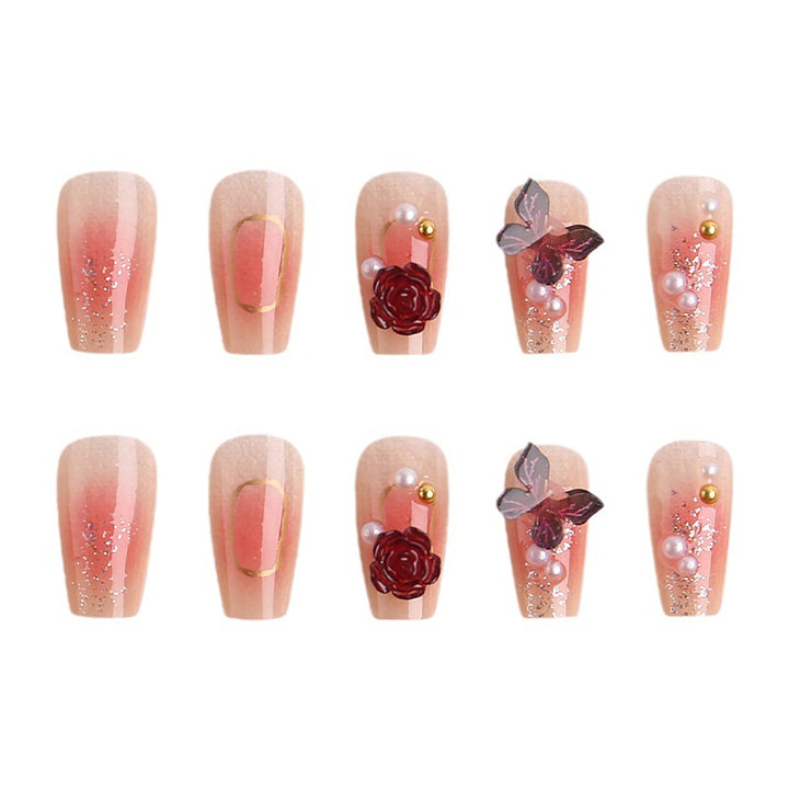 Nail art set with elegant 3D flower and butterfly decorations Stornfield